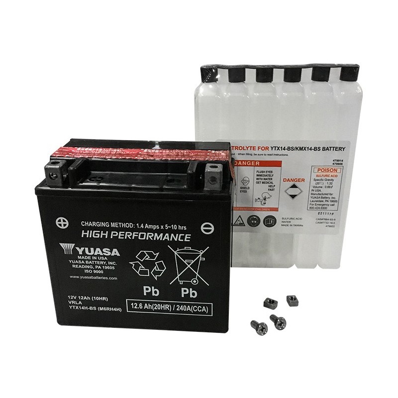  Yuasa YTX14-BS Maintenance Free Battery with Acid Pack :  Automotive
